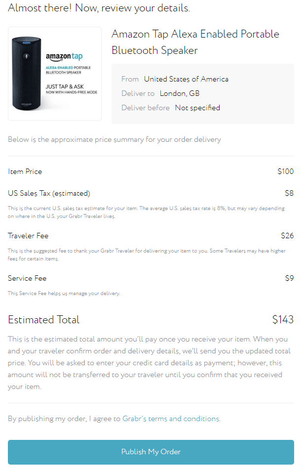 Grabr review order details