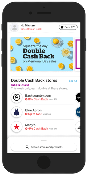 Rakuten app screen
