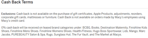 Rakuten Cash Back Terms Example