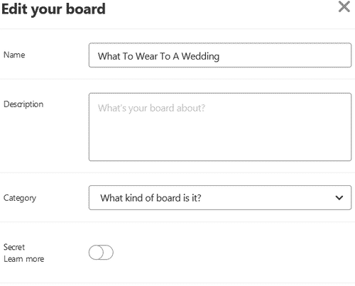 Edit a Pinterest board