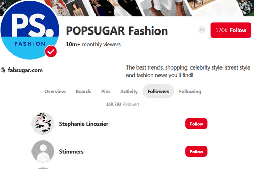 Pinterest authority account
