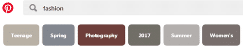 Extended Pinterest suggested searches example