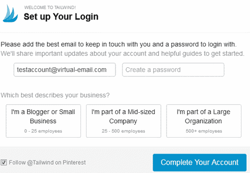 set up Tailwind account
