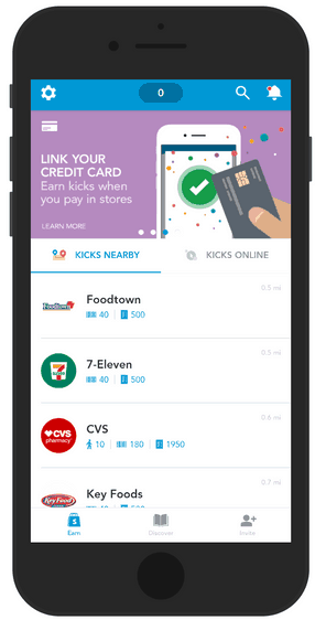 Homescreen of the Shopkick app