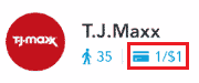 Finding stores with card icon on Shopkick gives points for shopping with linked card