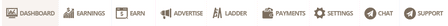 Menu bar on Timebucks