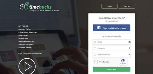 Timebucks Sign Up Page